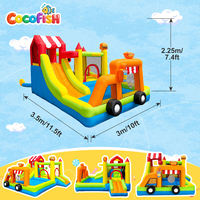 Structure gonflable combinée toboggan et château COCOFISH en tissu Oxford pour enfants, équipement de jeu extérieur familial pour garçons et filles de 3 à 12 ans