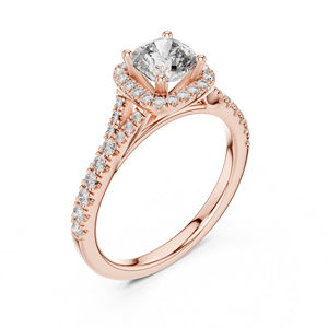 14K White Gold Stud <b>Ring</b> with <b>Cushion</b> & Round Lab-Grown Diamonds | New Grown Diamond - Product Image 5