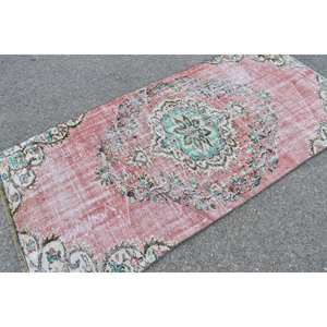Vintage 3.7 X 7.6ft tapis turc classique rose vert Patchwork laine tapis pour salon décorations 4m largeur Latex support 9x12 - Product Image 2