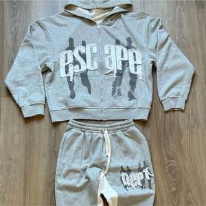 Alta calidad Vintage Heavyweight Zip-Up Hoodie Set con pantalones de chándal Custom Blank hoodies chándal - Product Image 6