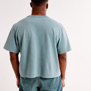 Venta al por mayor 100% algodón hombres deporte en blanco cielo recortado Camisetas cuello redondo estilo casual patrón sólido Boxy Streetwear camiseta personalizada - Product Image 2