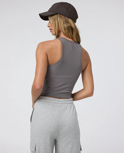 Camiseta sin mangas de entrenamiento ecológica de calidad superior personalizada para mujer, ropa de calle de ajuste personalizado tejida transpirable, parte delantera de Yoga de longitud corta - Product Image 3