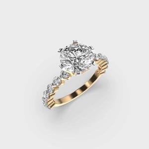 Bague élégante en acier inoxydable plaqué or 14 carats avec diamant Moissanite en argent, certifiée IGI, service de conception personnalisée, vente en gros - Product Image 1