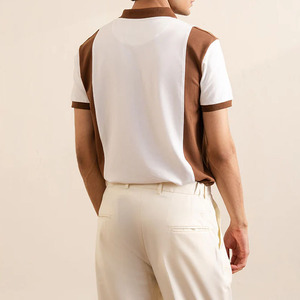 Polo con media cremallera para hombre a la moda, diseño de bloque de Color lateral único, prendas de punto de verano transpirables, perfectas para exteriores, camisas para hombre - Product Image 4