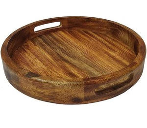 Round Wooden Single Tier Serving & Display Trays for Tableware Beverage Spice - Product Image 1