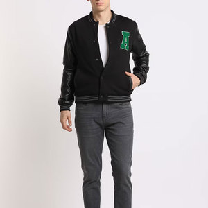 Classic Retro Look Men Varsity Jacket Premium Quality Full Sleeves <b>Covered</b> <b>Button</b> Embroidery Patchwork Stand Windproof - Product Image 4