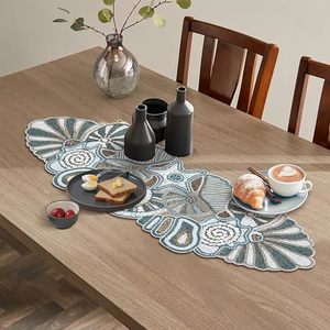 Christmas <b>Dining</b> <b>Table</b> Beaded <b>Runner</b> Placemat Handmade Cloth Decorative Wedding Mat With Leaves Design for Home Use - Product Image 5