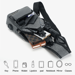 Sacs à bandoulière pour hommes, sacs messager décontractés, sacs de voyage, sacs à bandoulière avec port USB, sac à dos de jour - Product Image 5