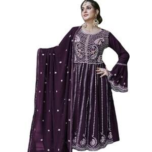 Parte inferior de Kurtis con corte Mayra indio y pakistaní para mujer con Dupatta New Pakistani Fox Georgette bordado trabajo a mano venta en línea - Product Image 1