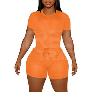 New Women's Latest Outdoor 2-<b>Pc</b> Summer Track Suit Skinny Fit Jogging Tracksuit in Different Colors Cheap 2 Piece <b>Sets</b> for Ladies - Product Image 1