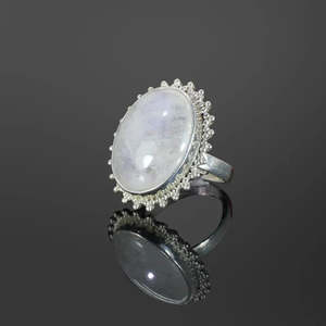 Rainbow Moonstone 92,5 Anillo de plata esterlina Delicado Vintage Marquesa Corte Piedra preciosa 20x16mm 7,26G Joyería fina con ajuste de bisel - Product Image 5