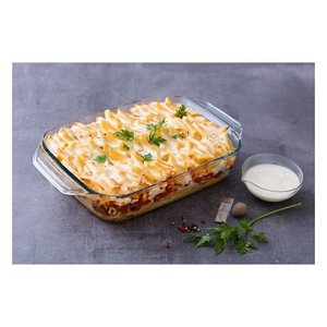 Plat à four carré en verre borosilicate transparent 8046, 26x17x6cm, compatible lave-vaisselle et micro-ondes, pour la cuisson du pain et la cuisine - Product Image 1