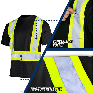 เสื้อยืดโปโลโพลีเอสเตอร์100% Hi VIS เสื้อสะท้อนแสงความปลอดภัยสำหรับทำงานเสื้อก่อสร้างมองเห็นได้ดีเสื้อผ้าทำงานในฤดูหนาว - Product Image 5