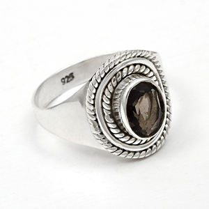 แหวนพลอยควอทซ์สโมคกี้ธรรมชาติทำด้วยมือทันสมัยสวยงามเครื่องประดับสำหรับผู้หญิงเป็นของขวัญสำหรับแหวนเงิน925ทันสมัยของเธอ - Product Image 2