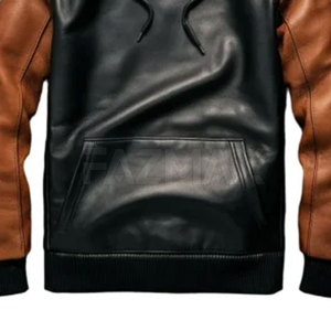 Latest Design Low Price <b>Men</b> Leather Hoodies 2025 New Style Adults Size Leather Hoodies Outdoor Wear Hoodies - Product Image 2