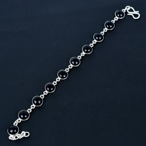 สร้อยเงินสเตอร์ลิง925แบบคลาสสิกสร้อยพลอยโอนิกซ์สีดำปรับได้โซ่ดีสำหรับปาร์ตี้วันครบรอบของขวัญพรีเมี่ยมไอเดียของขวัญ - Product Image 4