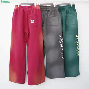 High Quality Canvas Cotton Acid-Washed <b>Man</b> <b>Trouser</b> Sports Pants Oversized Wide Leg <b>Elastic</b> <b>Waist</b> Fleece Dry Pockets Loose Fit - Product Image 3