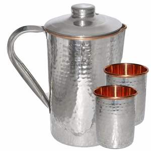 Pichet à lait et à eau en cuivre de conception martelée avec poignée détaillant exquis pour une utilisation de boisson à la maison - Product Image 5