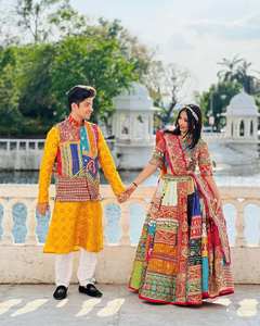 Navratri Festival Wear Muselina Algodón Impreso digital Espejo real y bordado Trabajo Lehenga Choli & Georgette Bordado Dupatta - Product Image 2