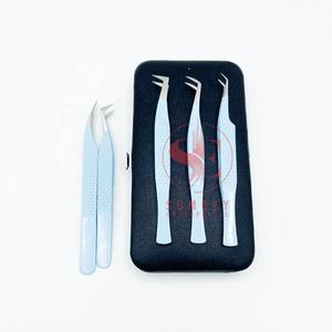 Pinzas profesionales para extensión de pestañas de acero inoxidable Agarre perfecto Sustentabilidad Pestañas de 0,03mm Puntas de volumen regular - Product Image 3