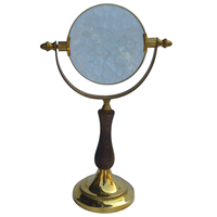 Loupe de bureau vintage en laiton doré brillant et verre, avec support en bois de 4 pouces, objet d'art et de collection décoratif pour bureau