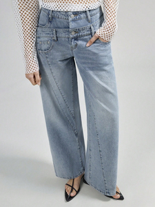 กางเกงยีนส์ขาตรงเอวสูงสำหรับผู้หญิงกางเกงยีนส์ทรงหลวมกางเกงเดนิมระบายอากาศได้แบบลำลองสำหรับผู้หญิงสำหรับฤดูร้อน - Product Image 5