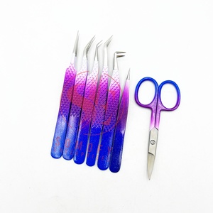 Juego de pinzas para pestañas sólidas multicolor con logotipo personalizado, punta de volumen de Etiqueta Privada, Material de acero inoxidable sostenible - Product Image 3