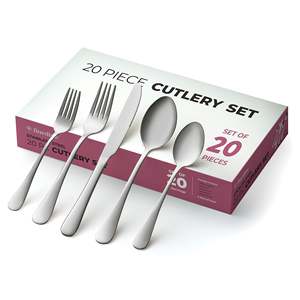 Set di posate in acciaio inossidabile da 20 pezzi, elegante collezione di utensili con finitura a specchio - Product Image 1