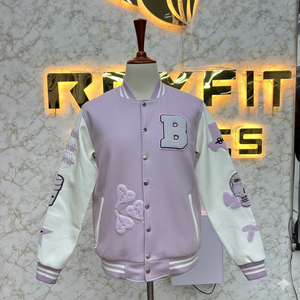 Chaqueta de hombre de lana y seda bordada de alta calidad con etiqueta personalizada con cierre de botón cubierto chaquetas versity chaquetas Lettermen - Product Image 1