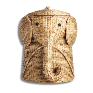 Panier de rangement rustique en forme d'éléphant en bambou en rotin de jonc marin idéal pour organiser et décorer - Product Image 1