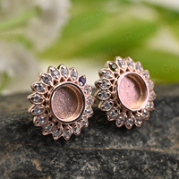 Boucles d'oreilles clous en argent 925 plaqué or rose véritable, faites à la main, avec sertissage de zircon et résine, motif Plumeria, pour cendres commémoratives, bijoux DIY