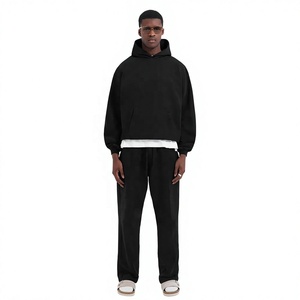 2026OEM Custom Logo Men's Casual Solid Oversized 100% Polyester Fleece Tracksuit Private Label Wholesale - Product Image 1
