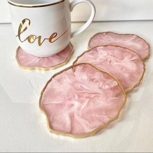 ที่รองแก้วลายดอกไม้ทำด้วยมือทำจากเรซินทรงกลมหรูหราสำหรับดื่มชากาแฟ - Product Image 1