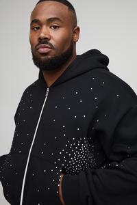 ชุดวอร์มกางเกงวอร์มมีฮู้ดมีซิปประดับพลอยเทียมชุดวิ่งทรงถุงหนาแบบ500gsm ผลิตในปากีสถาน - Product Image 4