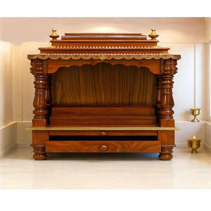 Pooja Mandir de madera de teca de estilo indio del Sur para el hogar, templo de madera hindú personalizado, fabricante de Mandir de la mejor calidad de Australia - Product Image 1