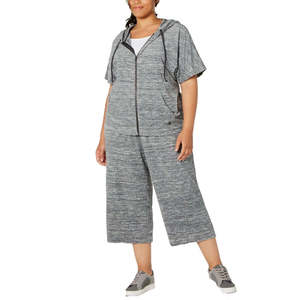 Sweat à capuche court pour femme Ideology, taille plus, gris, XX-Large - Product Image 1