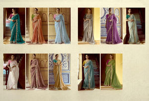 Tissu de dentelle contrastée brodé à la main en soie pure extensible et écologique exclusivement conçu pour tous les groupes ethniques - Product Image 6