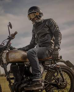 Chaqueta de Motociclista de Cuero para Hombre - Chaqueta de Cuero PU Negra con Protección CE, Resistente al Agua y al Viento - Product Image 4