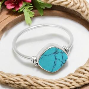 New Arrival Luxury Design 925 Sterling Silver Natural Turquoise Gemstone <b>Cushion</b> Shape <b>Ring</b> for Birthdays Parties Boho Jewelry - Product Image 2