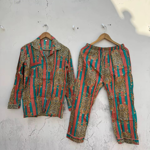 Conjunto de Pijama de Algodón Estampado para Mujer |   Conjunto de Pijama Transpirable para Dormir en Verano - Product Image 4