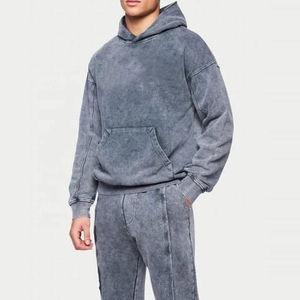 Survêtements de sport délavés à l'acide de couleur unie de haute qualité, ensemble deux pièces pour jogging, survêtements décontractés pour hommes. - Product Image 4