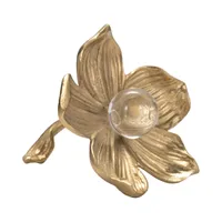 Sculpture murale en aluminium d'orchidée dorée, élégante, moderne, faite à la main, décoration luxueuse de couleur or pour la maison et le bureau
