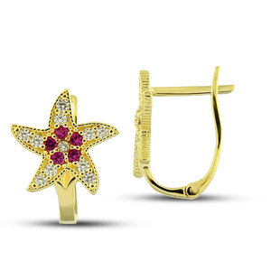 ต่างหูห้อยทองคำบริสุทธิ์14K ทำด้วยมือสำหรับเด็กสไตล์อินเทรนด์ที่มีดอกไม้สีทอง18K & 22K ของขวัญให้เลือก - Product Image 2