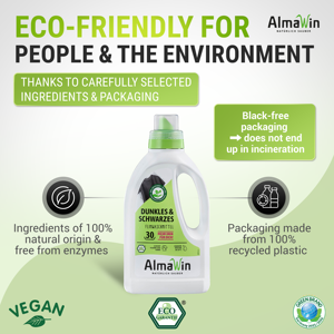 Detergente Líquido para Ropa AlmaWin, Color Oscuro y Negro, 750 ml, 25 Lavados, Aroma a Verbena, Extracto de Nuez de Jabón, Detergente Orgánico - Product Image 2