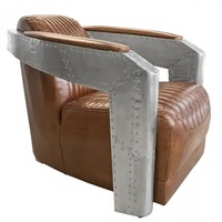 Chaise de club de loisirs d'aviateur d'avions en cuir de grain supérieur de loft moderne de style campagnard français