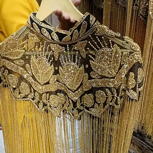 เสื้อคลุมเบอร์เลสก์สำหรับงานเทศกาล ยาวคลุมพื้น ดีไซน์หรูหรา มีบราในตัว ปักลายสวยงาม ประดับมุก ทรงตรง ผูกคอ - Product Image 4