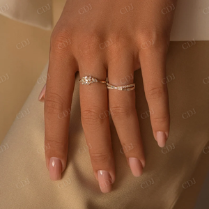 แหวนแต่งงานประดับเพชรแบบก้านแยกแหวนแต่งงานแบบเรียบง่ายแหวนทอง14K สำหรับห้องแล็บสั่งทำ - Product Image 5