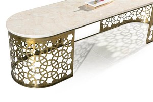 Table console moderne en marbre avec design géométrique pour villa et appartement, meubles de salon, décoration intérieure contemporaine et élégante - Product Image 5