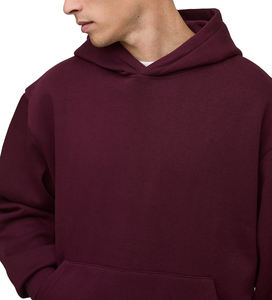 OEM High Quality High GSM French Terry Fleece Winter <b>Hoodie</b> ODM Solid <b>Burgundy</b> 100% Cotton <b>for</b> <b>Men</b> - Product Image 5
