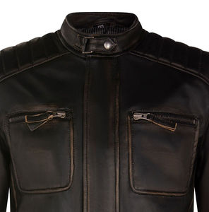 Outdoor Wear Men's Leather Jacket Autumn <b>Camouflage</b> Stand Collar Cotton Lining High Street Style - Product Image 2